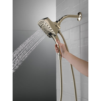 Delta Polished Nickel Finish H2Okinetic In2ition 5-Setting Modern Two-in-One Showerhead Hand Shower Combo D58474PN
