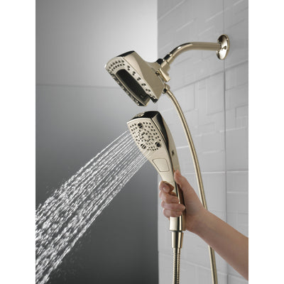 Delta Polished Nickel Finish H2Okinetic In2ition 5-Setting Modern Two-in-One Showerhead Hand Shower Combo D58474PN