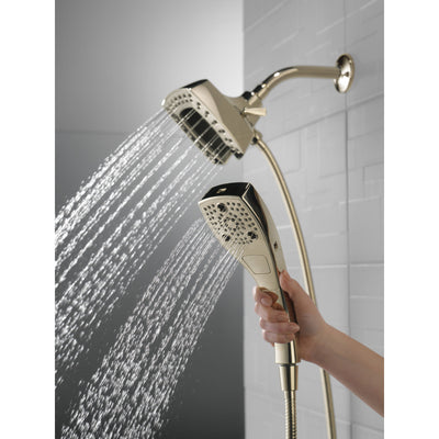 Delta Polished Nickel Finish H2Okinetic In2ition 5-Setting Modern Two-in-One Showerhead Hand Shower Combo D58474PN