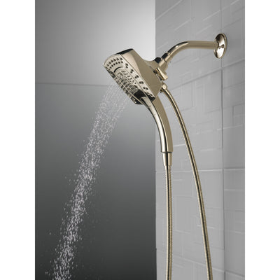 Delta Polished Nickel Finish H2Okinetic In2ition 5-Setting Modern Two-in-One Showerhead Hand Shower Combo D58474PN