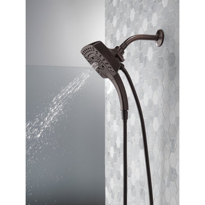 Delta Venetian Bronze Finish H2Okinetic In2ition 5-Setting Modern Two-in-One Showerhead Hand Shower Combo D58474RB25