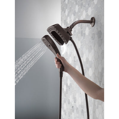 Delta Venetian Bronze Finish H2Okinetic In2ition 5-Setting Modern Two-in-One Showerhead Hand Shower Combo D58474RB