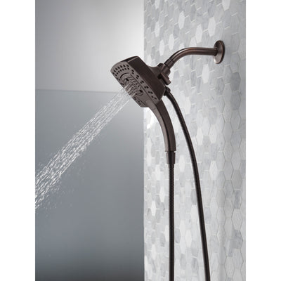 Delta Venetian Bronze Finish H2Okinetic In2ition 5-Setting Modern Two-in-One Showerhead Hand Shower Combo D58474RB