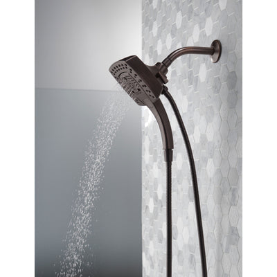 Delta Venetian Bronze Finish H2Okinetic In2ition 5-Setting Modern Two-in-One Showerhead Hand Shower Combo D58474RB