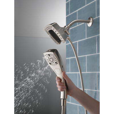 Delta Stainless Steel Finish H2Okinetic In2ition 5-Setting Modern Two-in-One Showerhead Hand Shower Combo D58474SS25