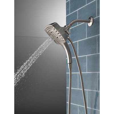 Delta Stainless Steel Finish H2Okinetic In2ition 5-Setting Modern Two-in-One Showerhead Hand Shower Combo D58474SS25