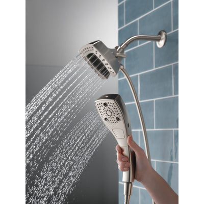 Delta Stainless Steel Finish H2Okinetic In2ition 5-Setting Modern Two-in-One Showerhead Hand Shower Combo D58474SS
