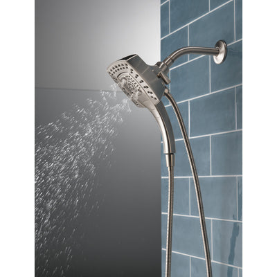 Delta Stainless Steel Finish H2Okinetic In2ition 5-Setting Modern Two-in-One Showerhead Hand Shower Combo D58474SS