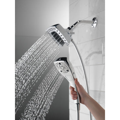 Delta Chrome Finish H2Okinetic In2ition 5-Setting Modern Two-in-One Showerhead Hand Shower Combo D58474