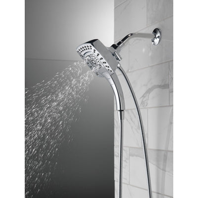 Delta Chrome Finish H2Okinetic In2ition 5-Setting Modern Two-in-One Showerhead Hand Shower Combo D58474
