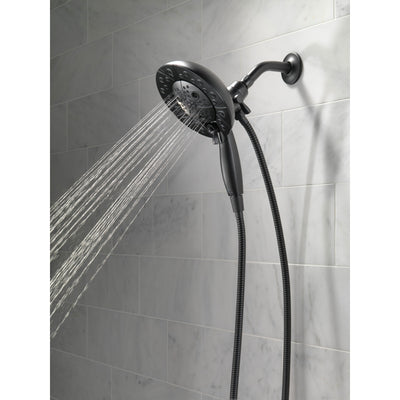 Delta Matte Black Finish H2Okinetic In2ition 5-Setting Two-in-On Showerhead and Handheld Sprayer D58480BL25PK