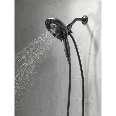 Delta Matte Black Finish H2Okinetic In2ition 5-Setting Two-in-On Showerhead and Handheld Sprayer D58480BL25PK