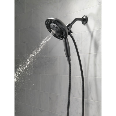 Delta Matte Black Finish H2Okinetic In2ition 5-Setting Two-in-On Showerhead and Handheld Sprayer D58480BL25PK