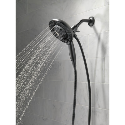 Delta Matte Black Finish H2Okinetic In2ition 5-Setting Two-in-On Showerhead and Handheld Sprayer D58480BL25PK