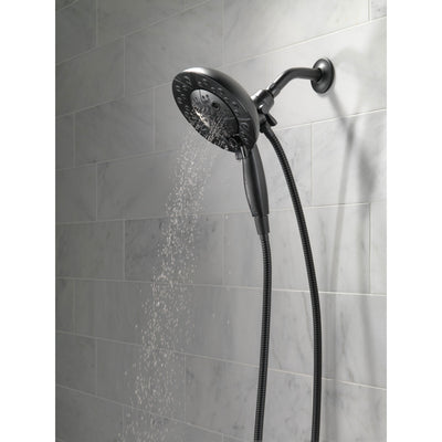 Delta Matte Black Finish H2Okinetic In2ition 5-Setting Two-in-On Showerhead and Handheld Sprayer D58480BL25PK