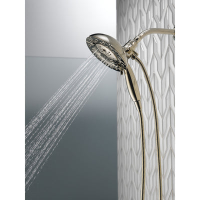Delta Polished Nickel Finish H2Okinetic In2ition 5-Setting Two-in-One Showerhead and Handheld Sprayer D58480PN25PK