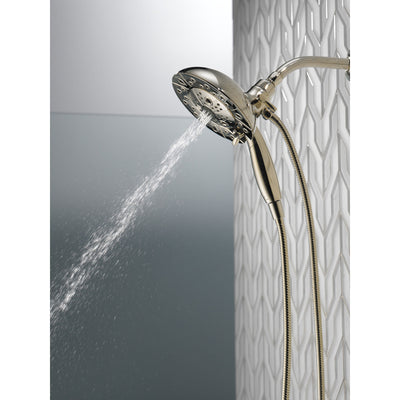 Delta Polished Nickel Finish H2Okinetic In2ition 5-Setting Two-in-One Showerhead and Handheld Sprayer D58480PN25PK