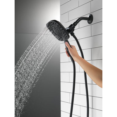 Delta Matte Black Finish In2ition HSSH 1.75 GPM 4-Setting Dual Hand Shower and Square Showerhead Spray D58498BL