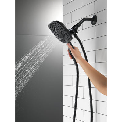 Delta Matte Black Finish In2ition HSSH 1.75 GPM 4-Setting Dual Hand Shower and Square Showerhead Spray D58498BL