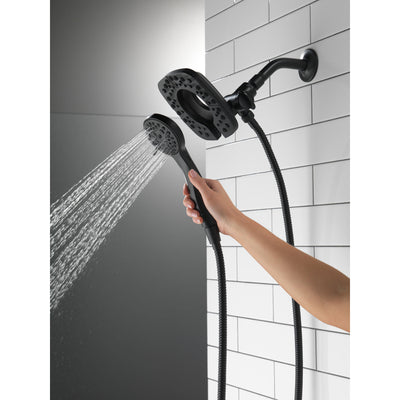 Delta Matte Black Finish In2ition HSSH 1.75 GPM 4-Setting Dual Hand Shower and Square Showerhead Spray D58498BL