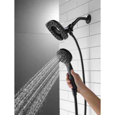 Delta Matte Black Finish In2ition HSSH 1.75 GPM 4-Setting Dual Hand Shower and Square Showerhead Spray D58498BL