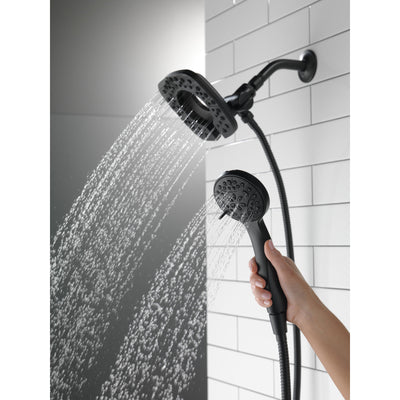 Delta Matte Black Finish In2ition HSSH 1.75 GPM 4-Setting Dual Hand Shower and Square Showerhead Spray D58498BL