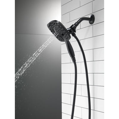 Delta Matte Black Finish In2ition HSSH 1.75 GPM 4-Setting Dual Hand Shower and Square Showerhead Spray D58498BL