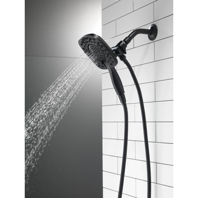 Delta Matte Black Finish In2ition HSSH 1.75 GPM 4-Setting Dual Hand Shower and Square Showerhead Spray D58498BL