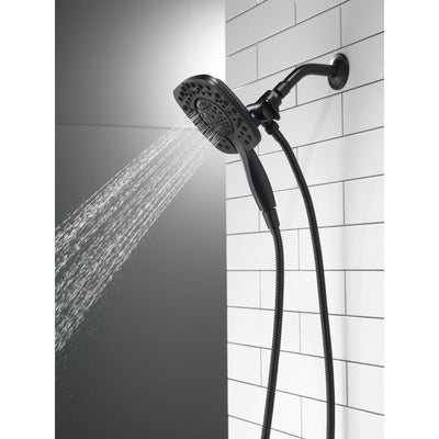 Delta Matte Black Finish In2ition HSSH 1.75 GPM 4-Setting Dual Hand Shower and Square Showerhead Spray D58498BL