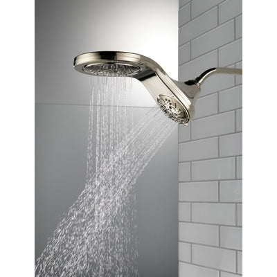 Delta Polished Nickel Finish HydroRain H2Okinetic 5-Setting Two-in-One Shower Head D58581PN25PK