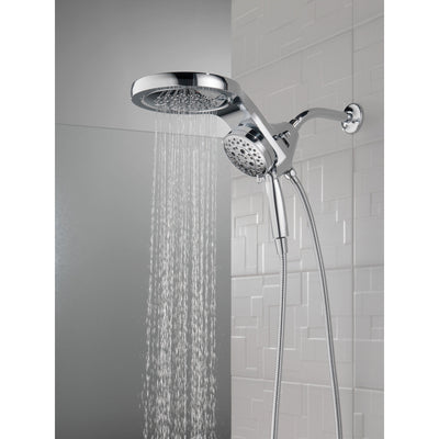 Delta Chrome Finish HydroRain H2Okinetic 5-Setting Two-in-One Shower Head and Hand Spray D5868025