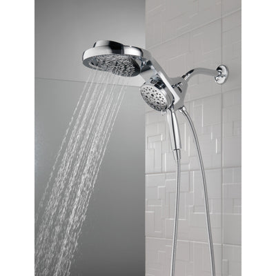 Delta Chrome Finish HydroRain H2Okinetic 5-Setting Two-in-One Shower Head and Hand Spray D5868025