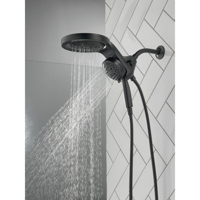 Delta Matte Black Finish HydroRain H2Okinetic 5-Setting Two-in-One Shower Head and Hand Spray D58680BL25