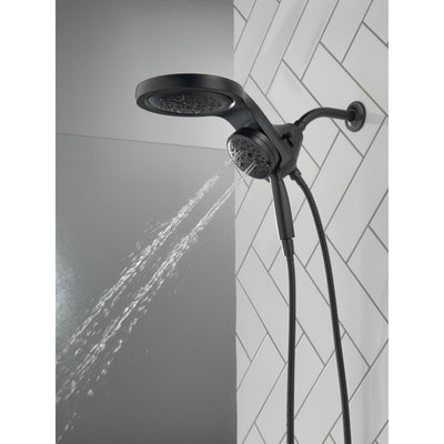 Delta Matte Black Finish HydroRain H2Okinetic 5-Setting Two-in-One Shower Head and Hand Spray D58680BL25