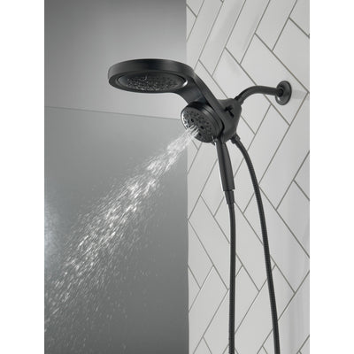 Delta Matte Black Finish HydroRain H2Okinetic 5-Setting Two-in-One Shower Head and Hand Spray D58680BL25