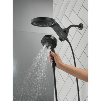 Delta Matte Black Finish HydroRain H2Okinetic 5-Setting Two-in-One Shower Head and Hand Spray D58680BL
