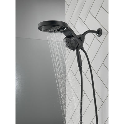 Delta Matte Black Finish HydroRain H2Okinetic 5-Setting Two-in-One Shower Head and Hand Spray D58680BL