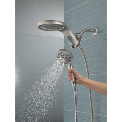 Delta Stainless Steel Finish HydroRain H2Okinetic 5-Setting Two-in-One Shower Head and Hand Spray D58680SS25