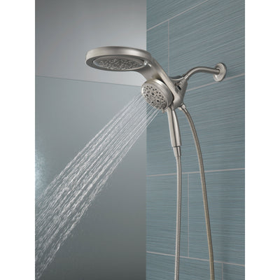 Delta Stainless Steel Finish HydroRain H2Okinetic 5-Setting Two-in-One Shower Head and Hand Spray D58680SS25