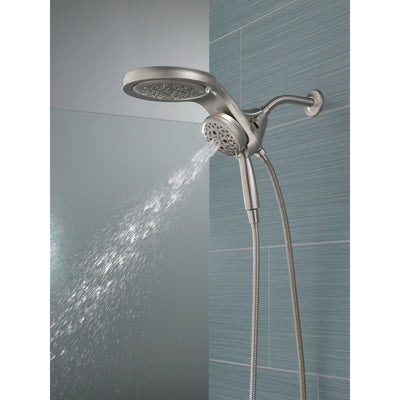Delta Stainless Steel Finish HydroRain H2Okinetic 5-Setting Two-in-One Shower Head and Hand Spray D58680SS25