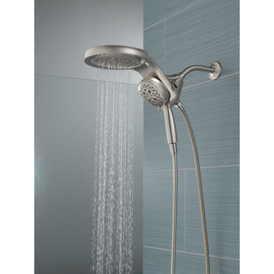 Delta Stainless Steel Finish HydroRain H2Okinetic 5-Setting Two-in-One Shower Head and Hand Spray D58680SS