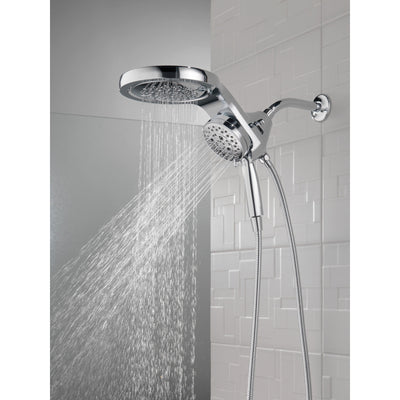 Delta Chrome Finish HydroRain H2Okinetic 5-Setting Two-in-One Shower Head and Hand Spray D58680