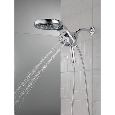 Delta Chrome Finish HydroRain H2Okinetic 5-Setting Two-in-One Shower Head and Hand Spray D58680