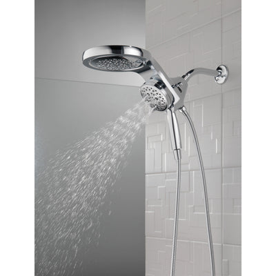 Delta Chrome Finish HydroRain H2Okinetic 5-Setting Two-in-One Shower Head and Hand Spray D58680