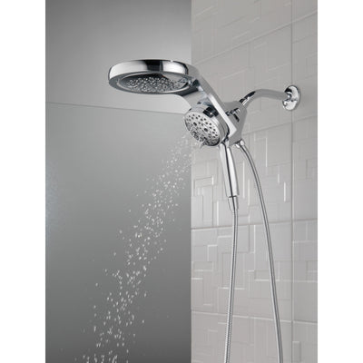Delta Chrome Finish HydroRain H2Okinetic 5-Setting Two-in-One Shower Head and Hand Spray D58680