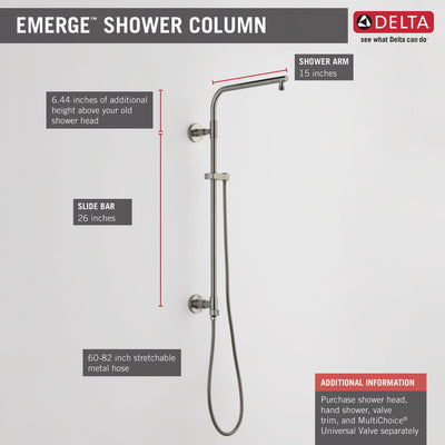 Delta Stainless Steel Finish Emerge Shower Column 26" Round (Requires Showerhead, Hand Spray, and Control) D58820SS