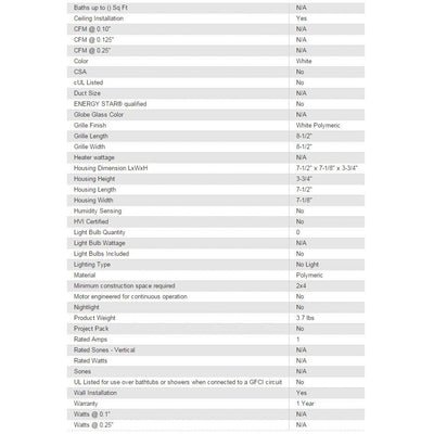 Broan 682 Duct-Free Ventilation Fan with Easy to Replace Charcoal Filter, White