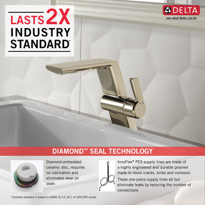 Delta Pivotal Polished Nickel Finish Single Handle Mid-Height Bathroom Sink Faucet D699PNDST