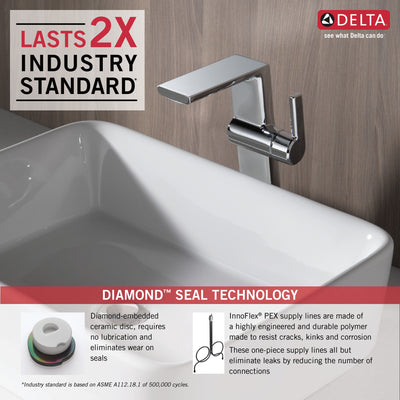 Delta Pivotal Chrome Finish Single Handle Modern Vessel Bathroom Faucet D799DST