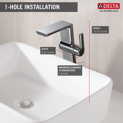 Delta Pivotal Chrome Finish Single Handle Modern Vessel Bathroom Faucet D799DST